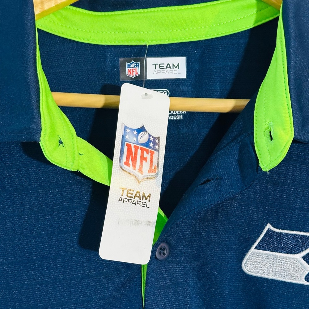 NFL Seattle Seahawks Navy and Green  Polo Shirt New with tag size XL - Picture 7 of 7